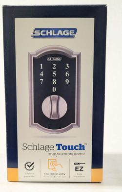 Schlage Electronic Touch Keyless Deadbolt, Satin Nickel, Camelot BE375 V CAM 619