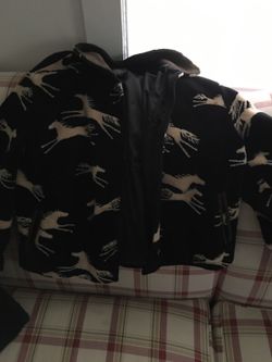 Short Fuzzy Horse Jacket - leather details