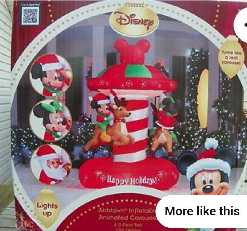 BRAND NEW!!! RARE DISNEY INFLATABLE ROTATING LIGHT UP CHRISTMAS CAROUSEL