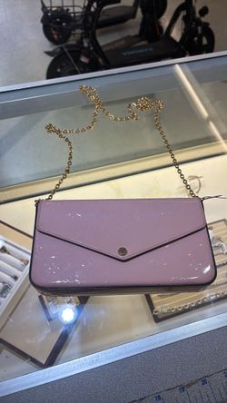 Pink Patent Leather Chain Clutch Bag