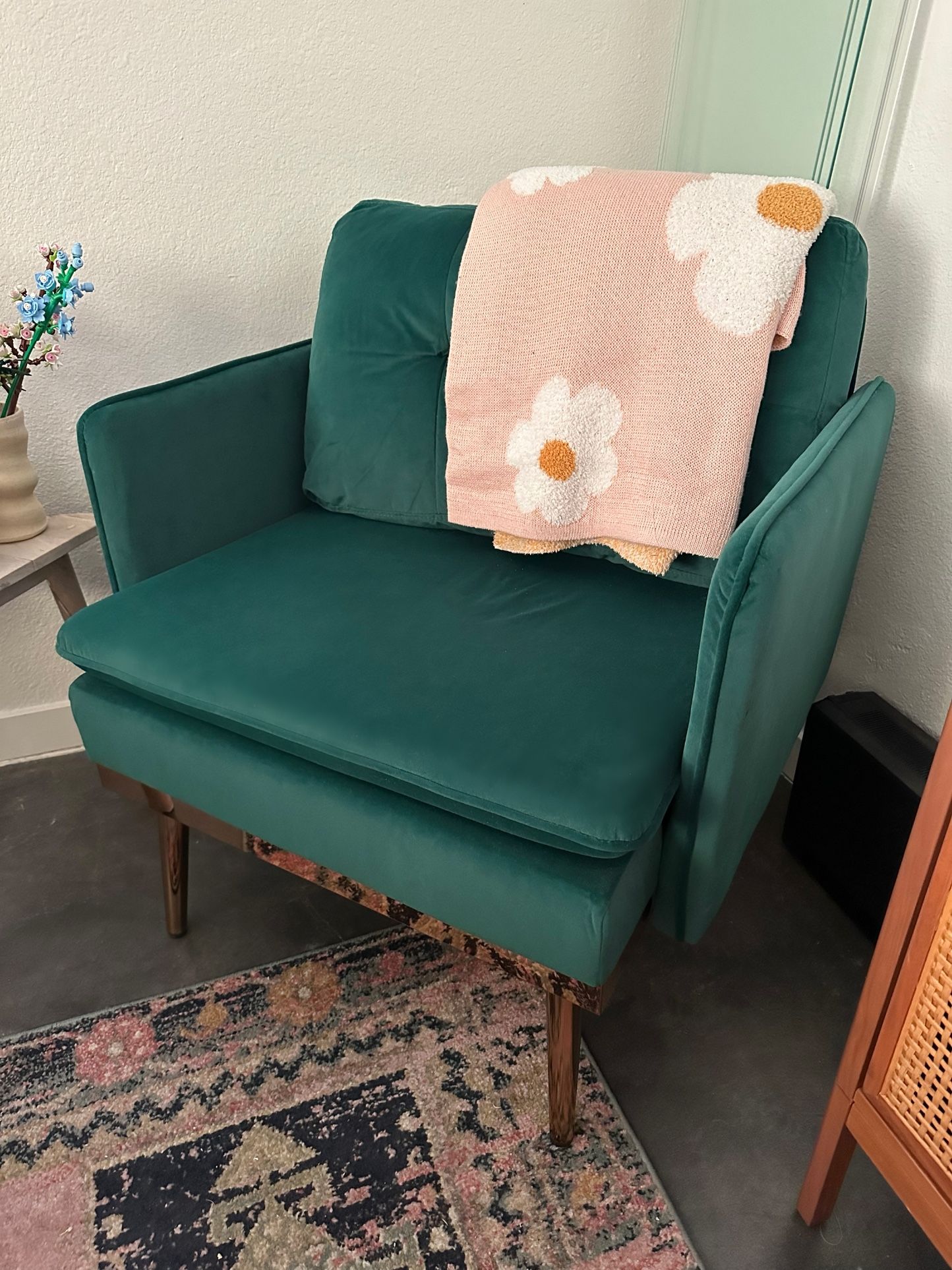 Velvet Armchair, Mid Century Modern Accent Chair