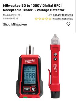 Milwaukee 50 to 1000V Digital GFCI Receptacle Tester & Voltage Detector