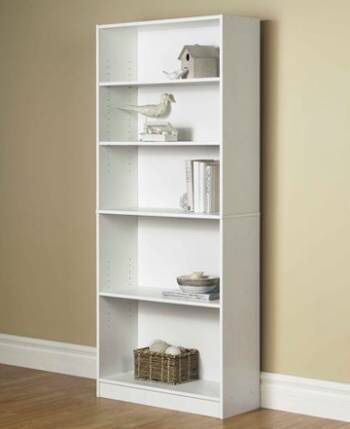 72" 5-Shelf Wide Bookcase, White