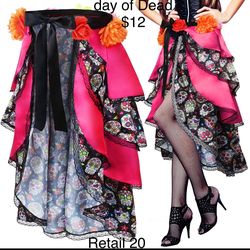 Day of Dead Skirt Costume Women One Size / Falda Dia De Muertos