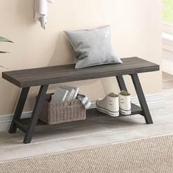 LVB Industrial Entryway Bench, Wood and Metal Storage Bench