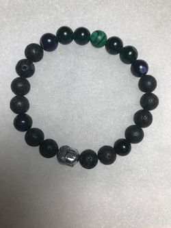 Lava stone with mix gemstones stretch bracelet