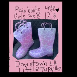 Girls Size 8 Rain Boots Western Chief Brand  The heals Light  Up