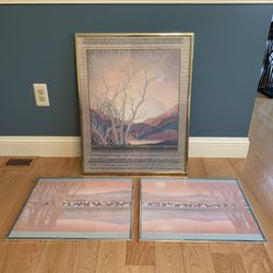 Decorative Paintings Wall Art Frames Lot of 3