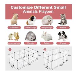 24 Panels Portable Small Animals Playpen,48"x 24"x 28" Transparent Pet Playpen,Portable Plastic Enclosure,Puppy Play Pen for Indoors Outdoor Pet Fence
