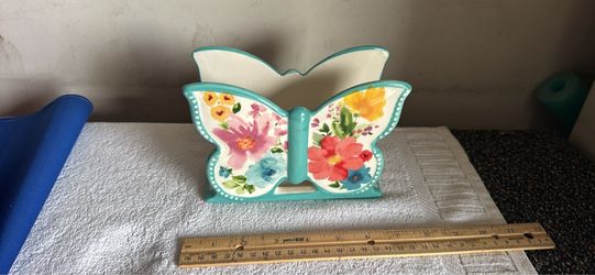 Pioneer woman ceramic butterfly napkin holder