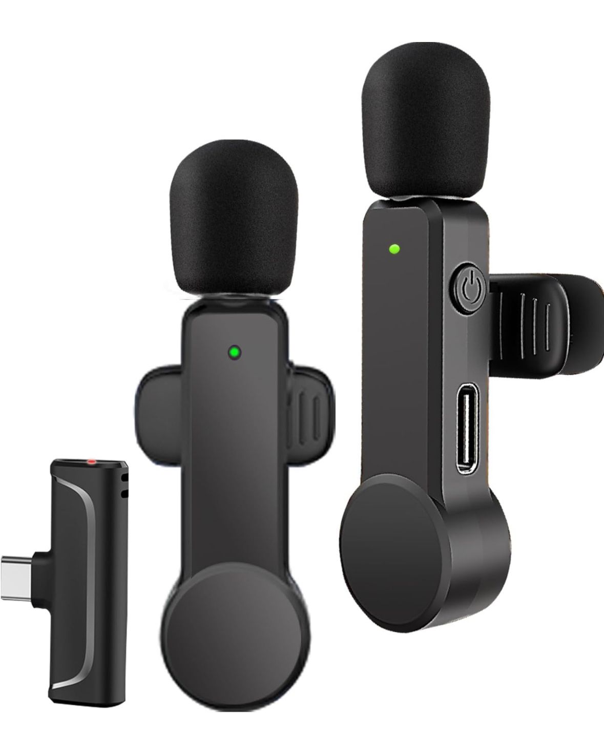New 2 Pack Lavalier Microphone USB C Wireless Lav Mic for Android Phone Noise Canceling Mini Lapel Mic Type C for Samsung iPhone 15 (USB-C) Video Reco