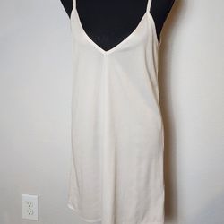 Women's Topshop White Tank Top Nightgown Nightie Size 8 Polyester Spaghetti Straps 