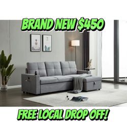 Couch 🛋️ Brand New In Box 📦 Free Local Drop Off ‼️ USB port ✅  Pull Out Bed ✅  Reversible L ✅  Side Pocket ✅  Storage Underneath ✅  Cup Holders ✅ 