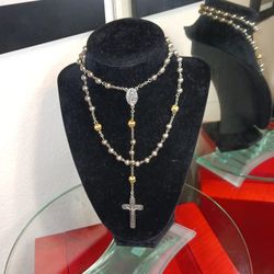 2 Tone Gold/Silver Steel Bead Rosery