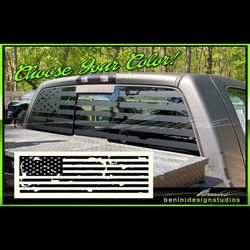 AMERICAN FLAG Pick-Up Truck Back Window Decal UNIVERSAL Fits any Truck