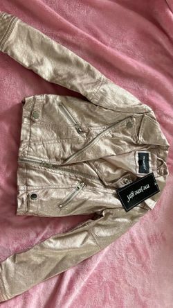 Rose gold toddler leather jacket