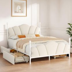 Full Size Bed Frame with Adjustable Headboard With 4 drawers