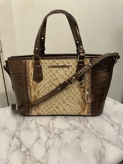 Brahmin Brown And Cream Tote With Luxurious Texture