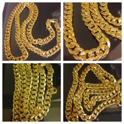 14K Gold Plated Rigged Cut Cuban Necklace 30 inches 14MM