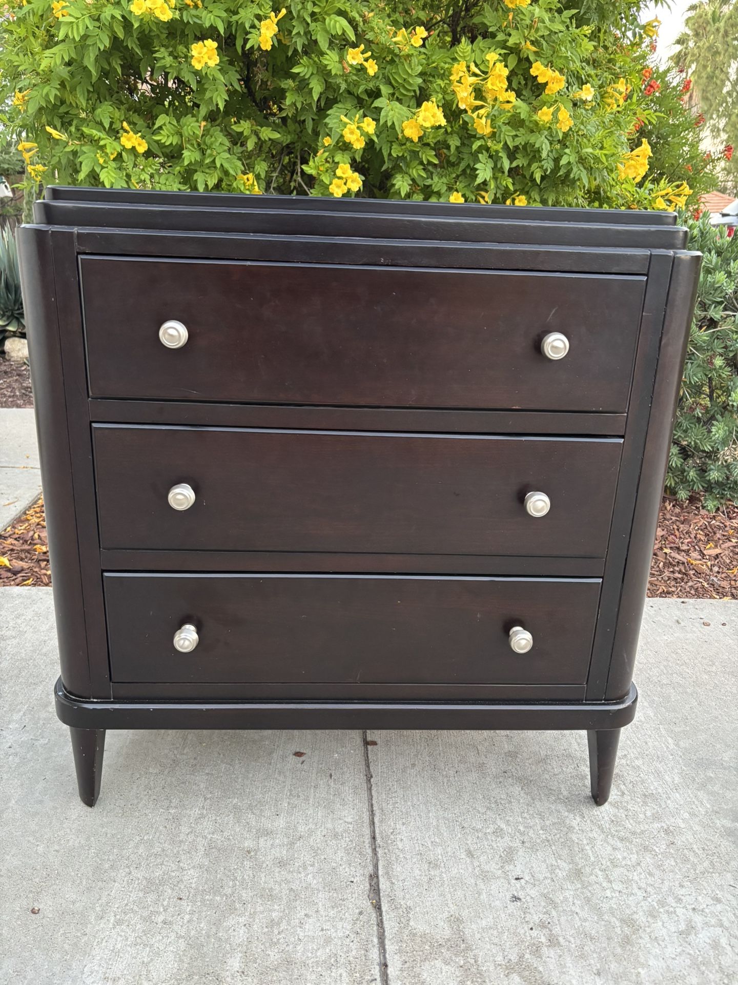 Dark Solid Wood Dresser Chest of Drawers Furniture Great Condition 