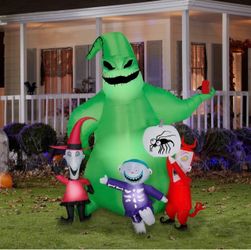 Oogie Boogie, Lock, Shock, & Barrel Gemmy 7ft Tall Airblown Inflatable New