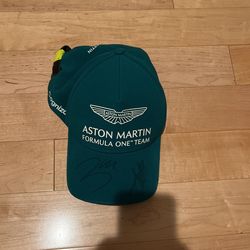 Aston martin f1 Racing Hat Signed By Vettel And Stroll