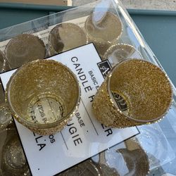 Gold Glitter Votive Candles Holders