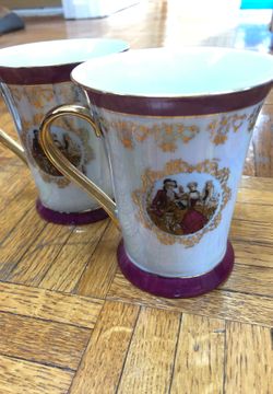 Set of two porcelain tea cups