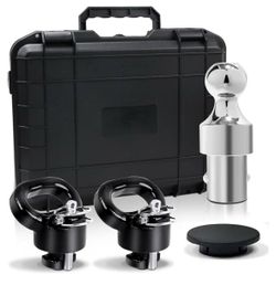 Onsski Gooseneck Hitch Ball Kit - 60638 Puck System with 2-5/16-Inch Ball and 2 Gooseneck Safety Chain Anchors Fits for 2013-2024 Dodge RAM 2