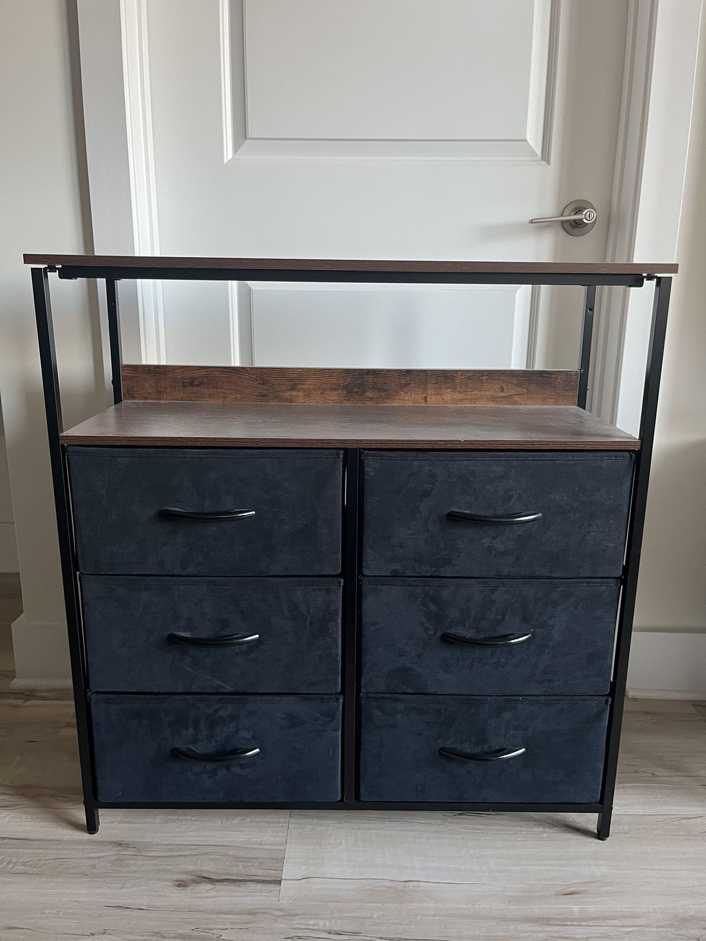 Black Fabric Dresser with Shelf
