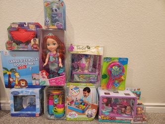 Disney Princess Ariel Doll,kitchen Sink,twozies Playset,large Size Aqua Doodle Mat ,tinkerbell Supply Kit, Fingerlings Toy 