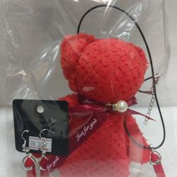 Red Coralsilk Rag Bear and Jewelry Set 