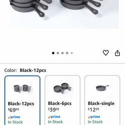 HAWOK Cast Iron Mini Skillet, Round Pan, Mini Server, DIA 5.3inch, 12 Pcs, Black