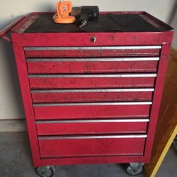 Metal Tool Box With Miscellaneous Tools