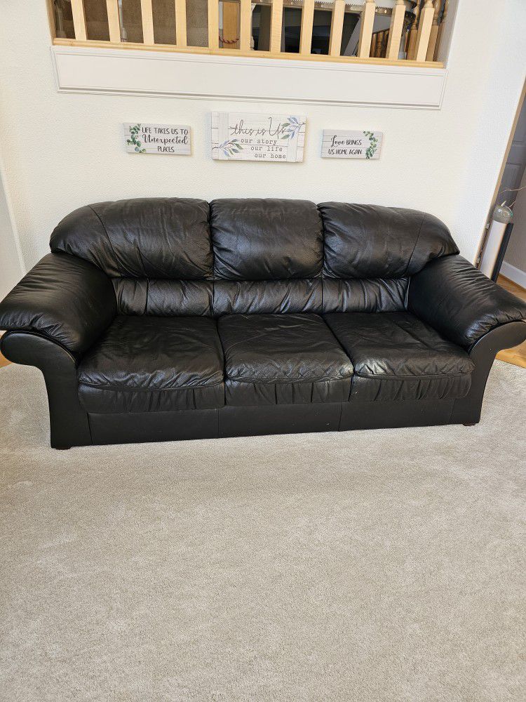 Genuine Leather Couch And Loveseat Black
