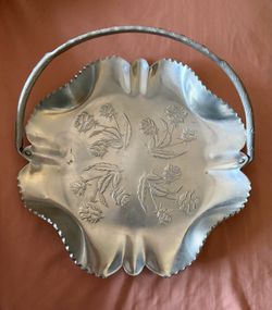 Vintage hammered aluminum basket