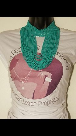 Beaded Teal collared necklace!