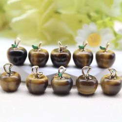 8pcs Apple Statue Pendant Natural Lapis Lazuli Stone Carved Jewelry