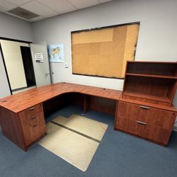 Desk With File Cabinet And Shelves