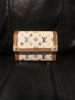 LV white multi credit card coin key wallet
