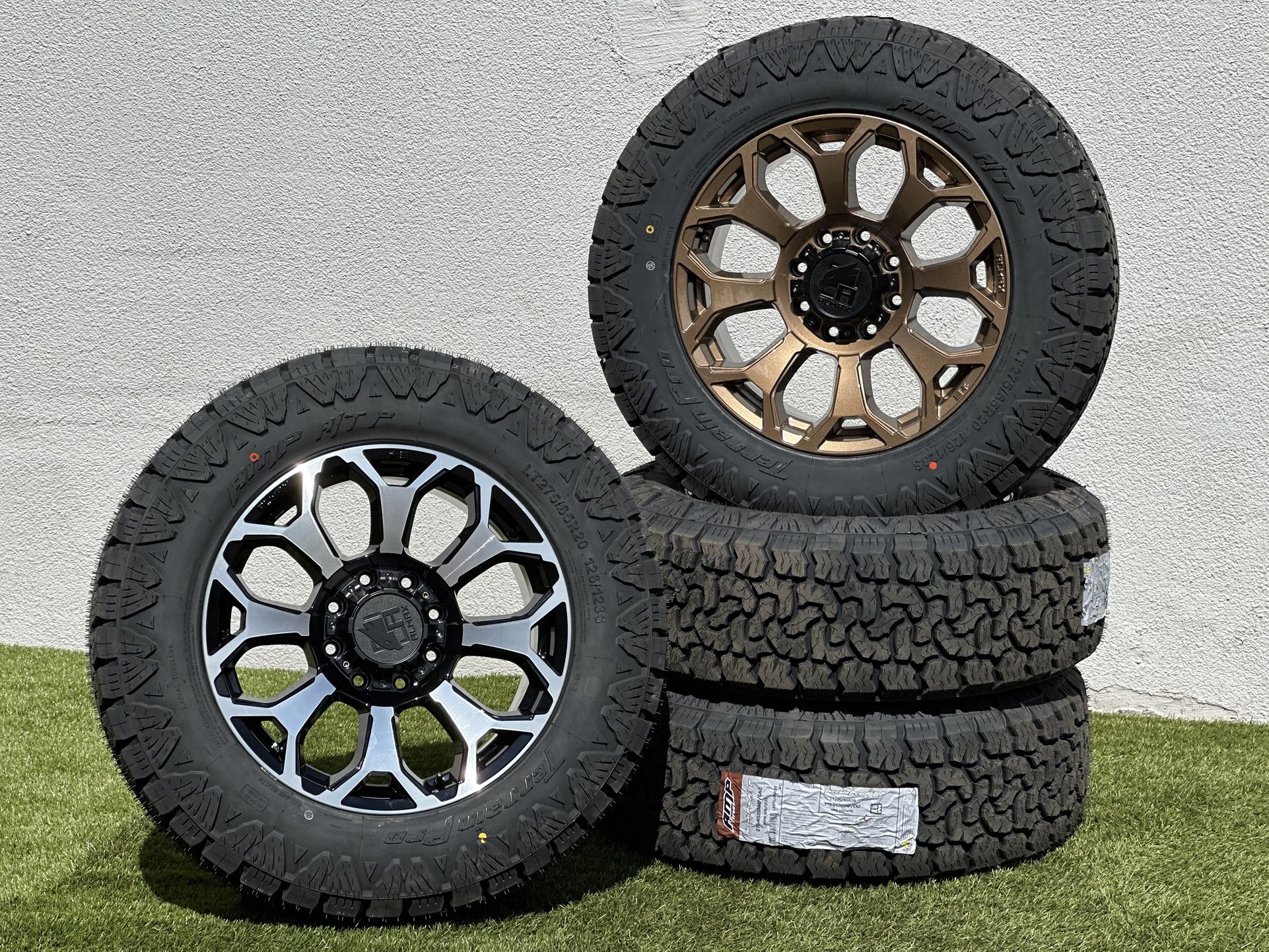 NEW 20” GMC Sierra 2500 Wheels AT4 Chevy Silverado 3500 rims Trail Boss 275/65R20 Tires A/T 8x180mm