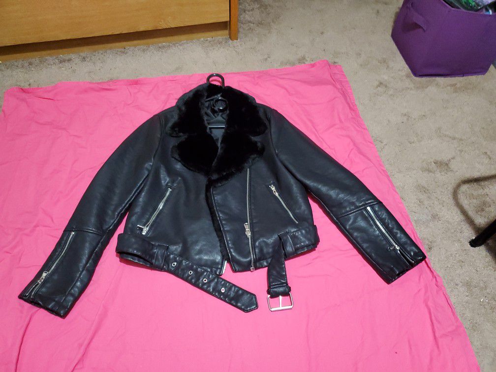 Forever 21 ..  Black Leather Jacket / 