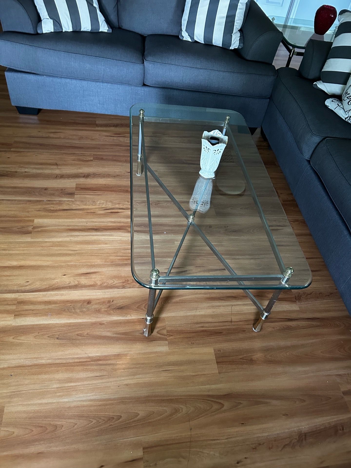 Glass Coffee Table & Side Table For Sale