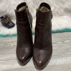 Michael Kors Dark Brown Leather Ankle High Boots sz 8.5 