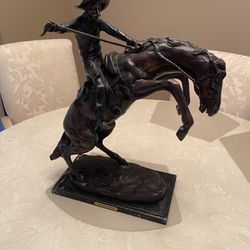 Antique Remington Horse Statue Bronco Buster