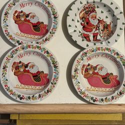 Vintage Tin Santa Ashtrays