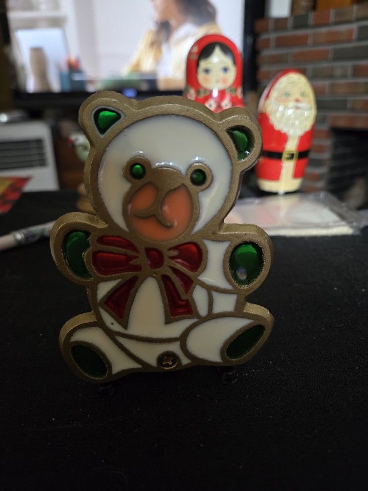 Stained Glass Teddy Bear Candle Holder