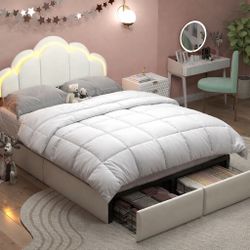 Full Size Bed Frame With Drawers And Mattress 