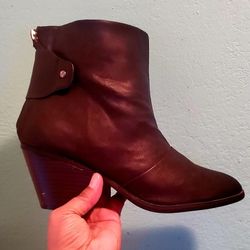 Black Leather Booties...size 10 Womens..good Condition!