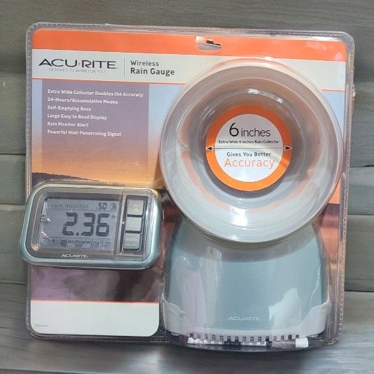 Acurite Wireless Rain Gauge with 6" Extra Wide Rain Collector # 0(contact info removed)2 NEW